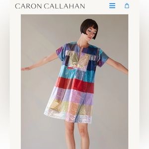 NWT Caron Callahan Gloria metallic plaid lamé dress, medium